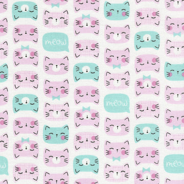 Cat Faces in Pink by Timeless Treasures