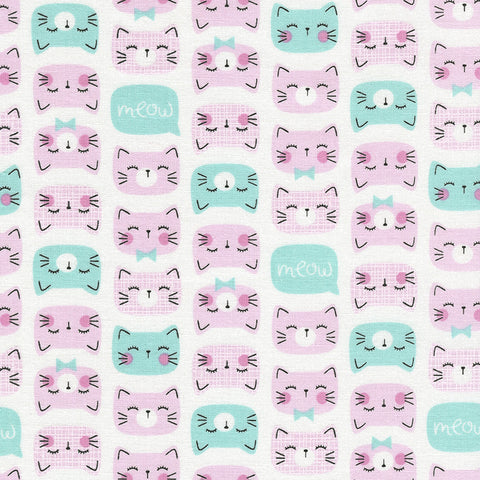 Cat Faces in Pink by Timeless Treasures