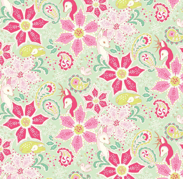 Christmas Dear Endearing Poinsettias in Mint