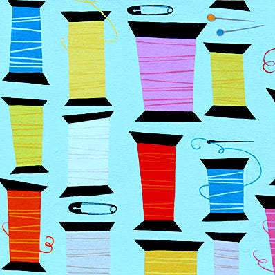 Cool Spools on Turquoise by Alexander Henry Fabrics