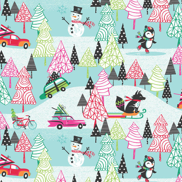 Cool Yule Playground in Blue by Blend Fabrics