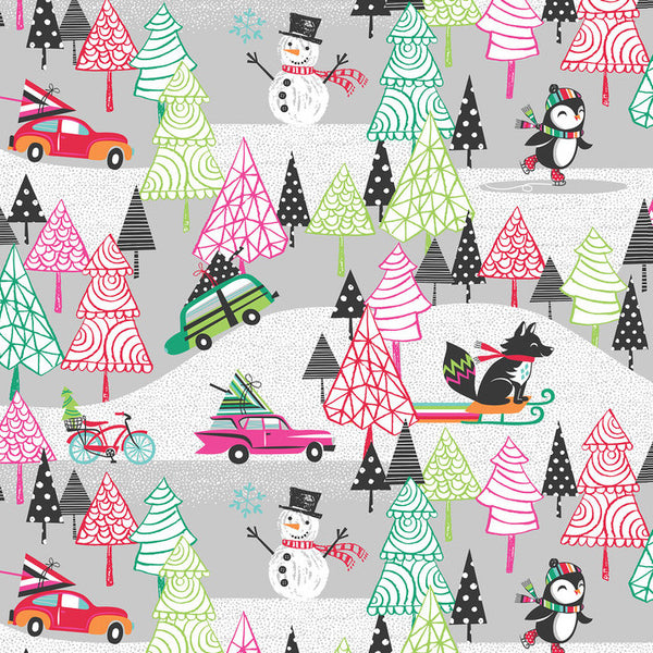 Cool Yule Winter Playground in Grey by Blend Fabrics