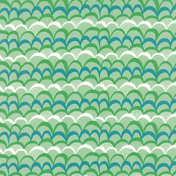 Coral Queen Waves Galore in Green by Stacy Leat Hsu for Moda Fabrics