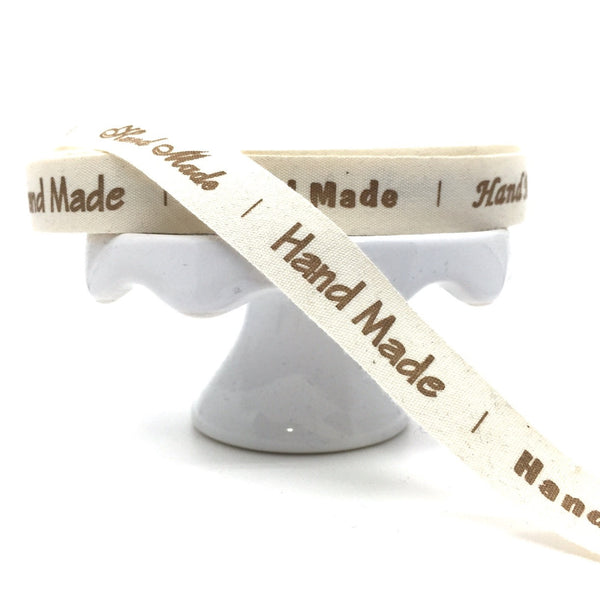 Cotton Handmade Labels in Brown Script