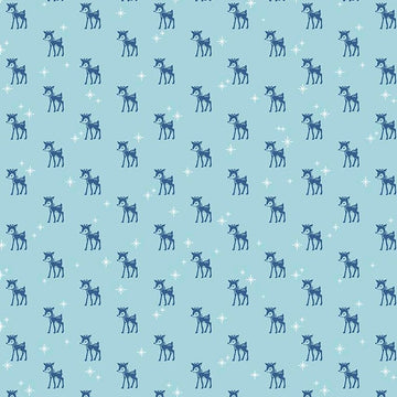 Cozy Christmas Reindeer on Blue by Lori Holt for Riley Blake Designs