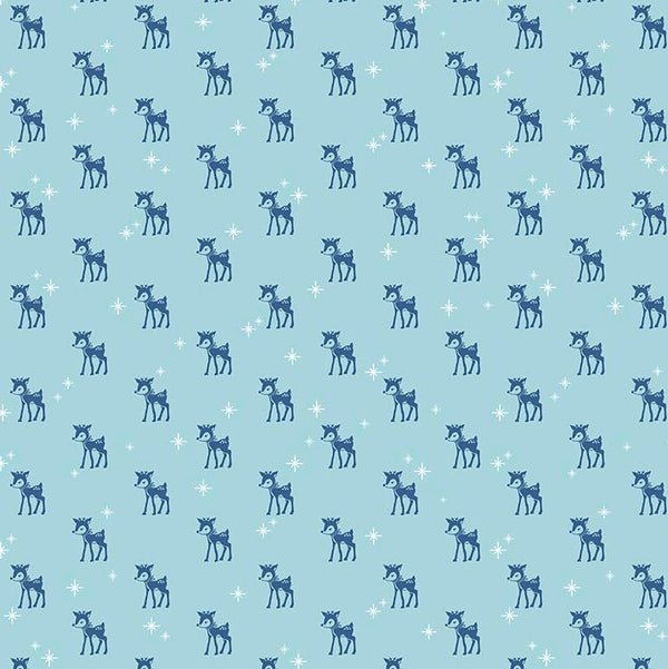 Cozy Christmas Reindeer on Blue by Lori Holt for Riley Blake Designs