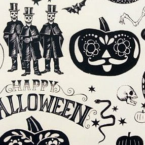 Crafty Calaveras in Bone by Alexander Henry Fabrics