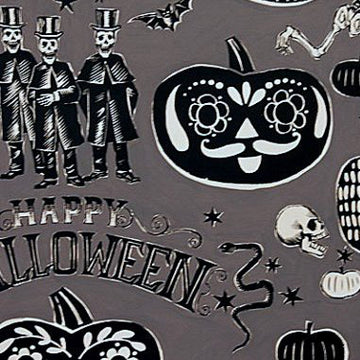 Crafty Calaveras in Smoke by Alexander Henry Fabrics