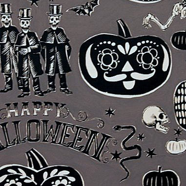 Crafty Calaveras in Smoke by Alexander Henry Fabrics