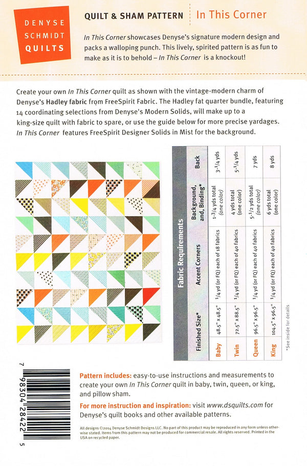 In This Corner quilt and sham pattern by Denyse Schmidt