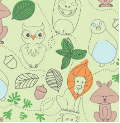 Day at the Zoo Zoo Friends on Green by Camelot Cottons