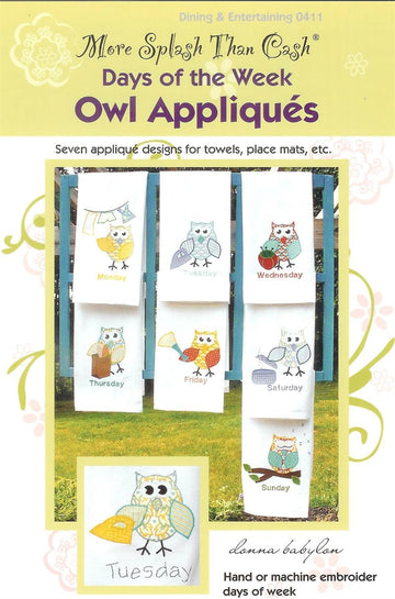 Days of the Week Owl Appliques by Donna Babylon
