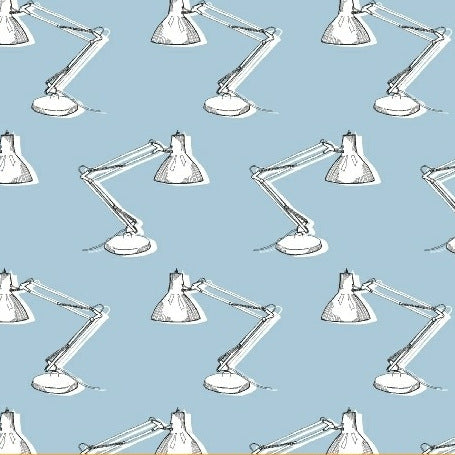 Desk Job Lamps on Blue by Windham Fabrics