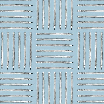 Desk Job Pencils on Blue by Windham Fabrics