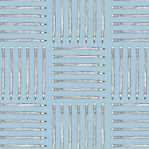 Desk Job Pencils on Blue by Windham Fabrics