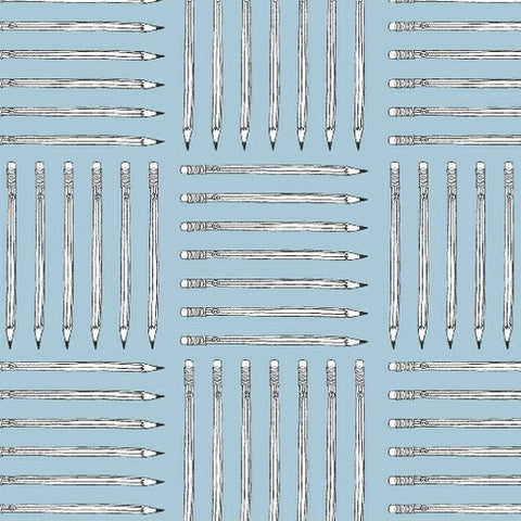 Desk Job Pencils on Blue by Windham Fabrics