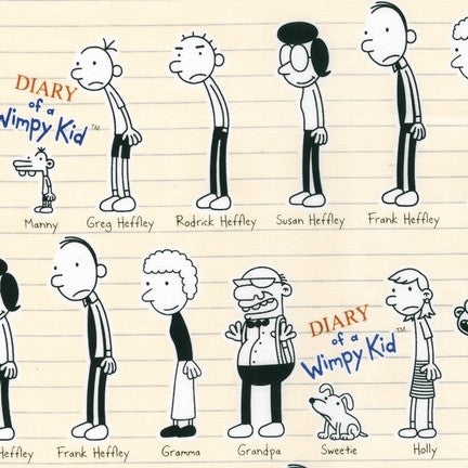 Diary of a Wimpy Kid Characters on Natural by Robert Kaufman Fabrics