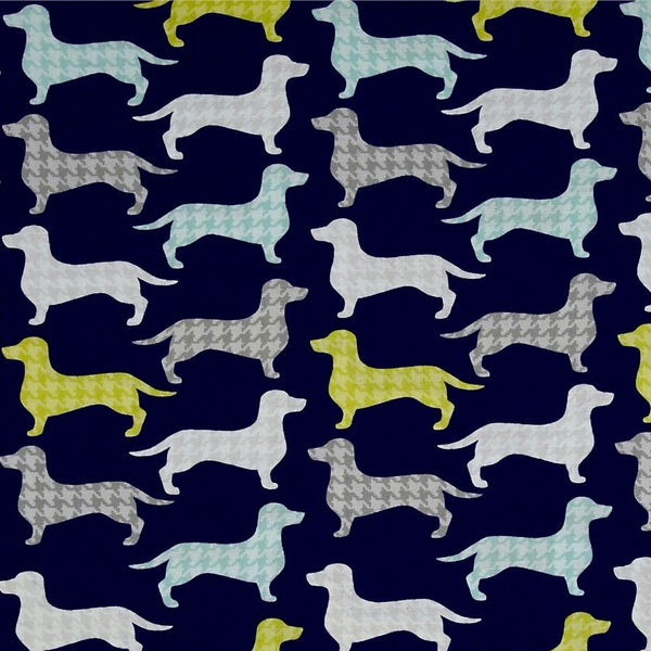 Dog Gone It Dachshunds-tooth in Dark Blue