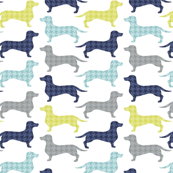 Dog Gone It Dachshunds-tooth in White