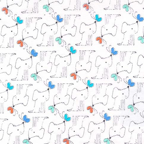 Doggie Play Day Doggie and Butterfly in Blue by Michael Miller Fabrics