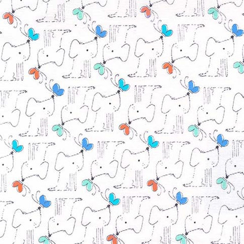 Doggie Play Day Doggie and Butterfly in Blue by Michael Miller Fabrics