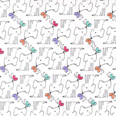 Doggie Play Doggie and Butterfly in Pink by Michael Miller