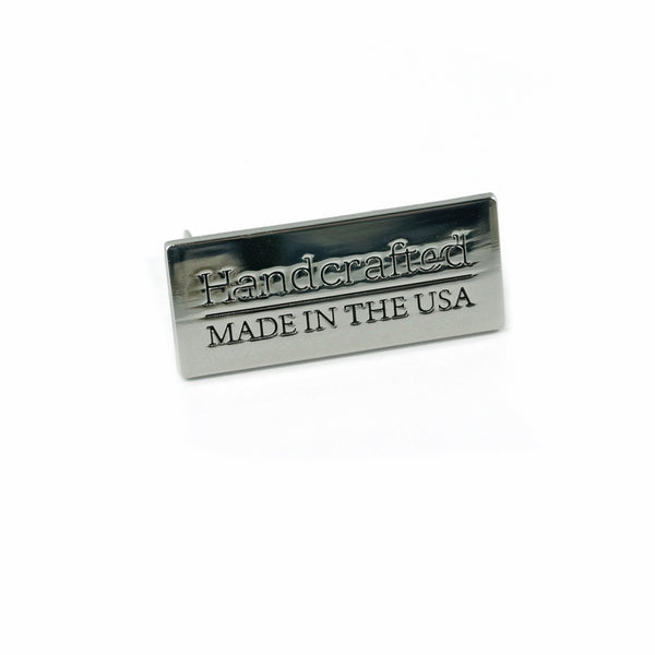 Metal Bag Label Handcrafted Made In The USA in Nickel