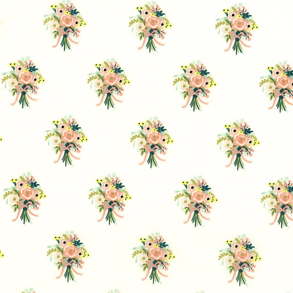 English Garden Bouquet in Cream by Rifle Paper Co, cream quilting cotton with floral bouquets