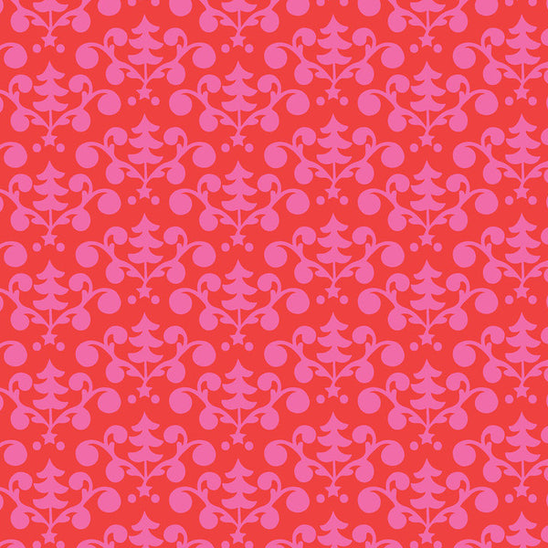 Even a Mouse Tree Damask in Red by Blend Fabrics
