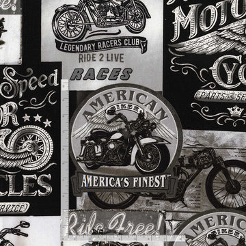 Par For The Course Packed Vintage Motorcycle Signs in Grey by Gail Cadden FUN-C8049