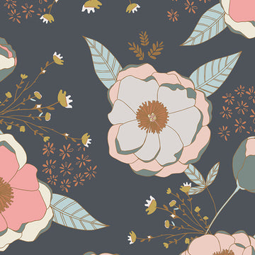 Sparkler Fusion Sprinkled Peonies in Dark Teal by Maureen Cracknell FUS-SK-1300