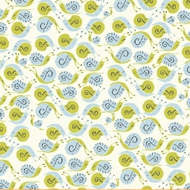 Far Far Away Snails in Green by Heather Ross for Windham Fabrics