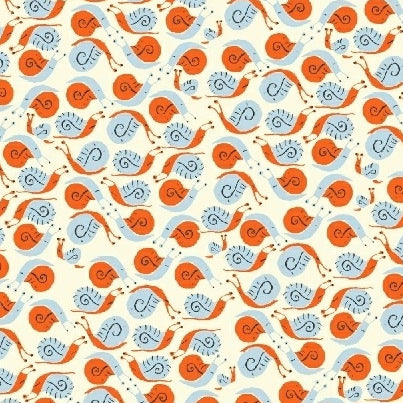 Far Far Away Snails in Orange by Heather Ross for Windham Fabrics