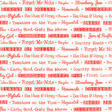 Farmhouse Text in Red by Fig Tree & Co for Moda