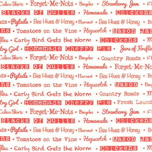 Farmhouse Text in Red by Fig Tree & Co for Moda