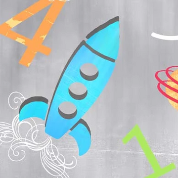 Flannel Rocket Scientist Large Rockets in Grey by Teri Beyer for In the Beginning Fabrics