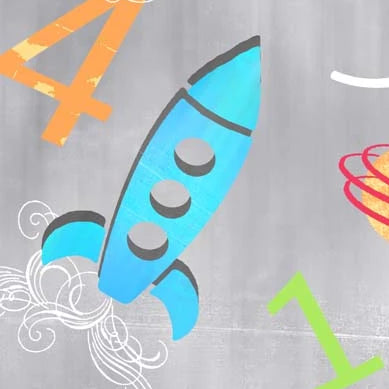 Flannel Rocket Scientist Large Rockets in Grey by Teri Beyer for In the Beginning Fabrics