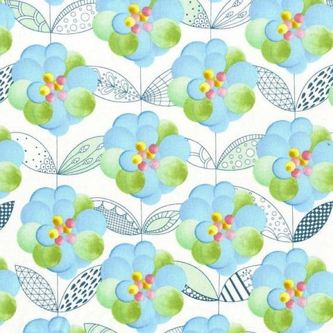 Flight Patterns Blue Blossom in Turquoise by Michael Miller Fabrics