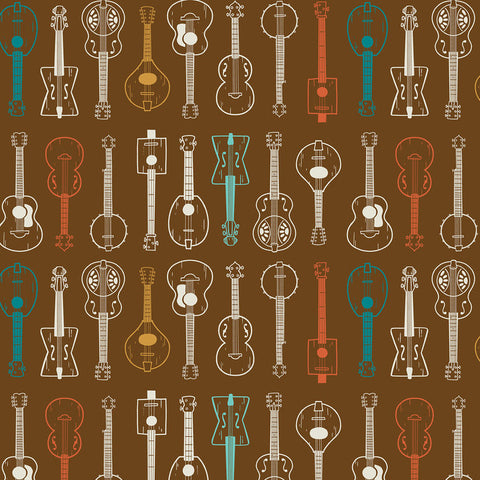 Folk Melody String Band in Brown by Blend Fabrics