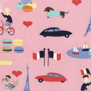 French Lessons Paris in pink by Dear Stella Fabrics