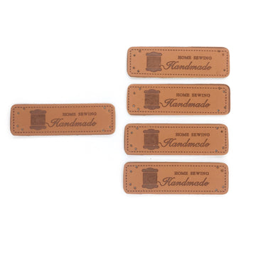 Handmade Label with Spool in Faux Leather