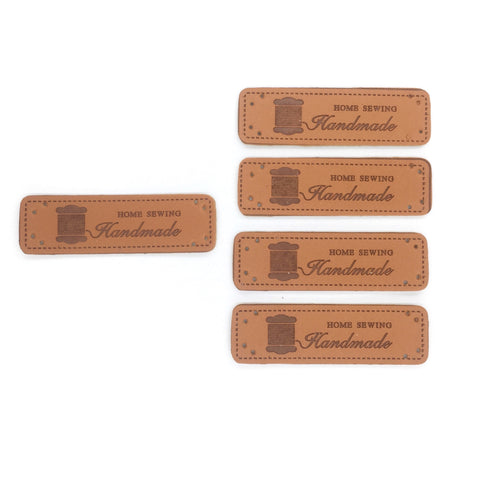 Handmade Label with Spool in Faux Leather