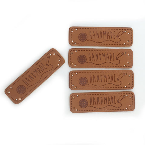 Handmade Label with Button in Faux Leather