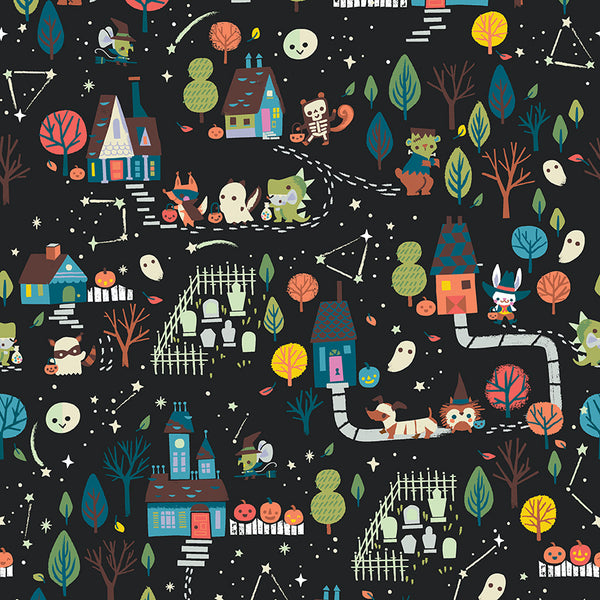 Tiny Treaters Glow in the Dark Main in Charcoal by Jill Howarth GC10480-CHARCOAL