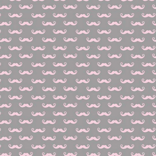 Geekly Chic Geekly Small Mustache Gray by Riley Blake Designs