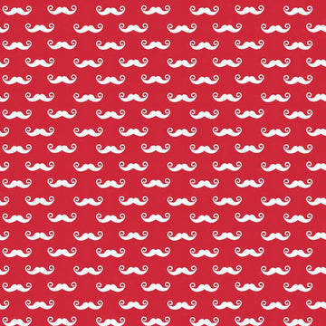 Geekly Chic Geekly Small Mustache on red by Riley Blake Designs