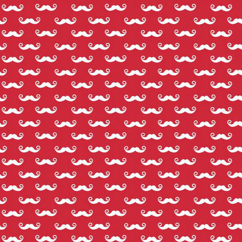 Geekly Chic Geekly Small Mustache on red by Riley Blake Designs