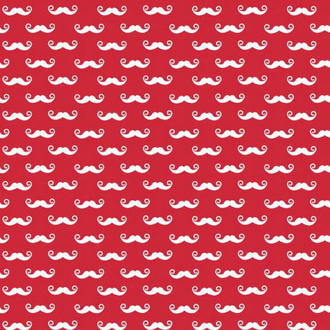 Geekly Chic Geekly Small Mustache on red by Riley Blake Designs