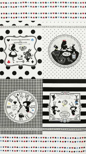 Girl's Story Alice Panel on White Cotton Linen Canvas by Lecien