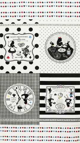 Girl's Story Alice Panel on White Cotton Linen Canvas by Lecien